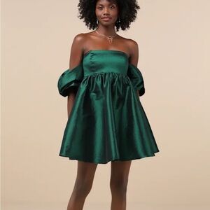 Lulu's Deep Green Satin Gown